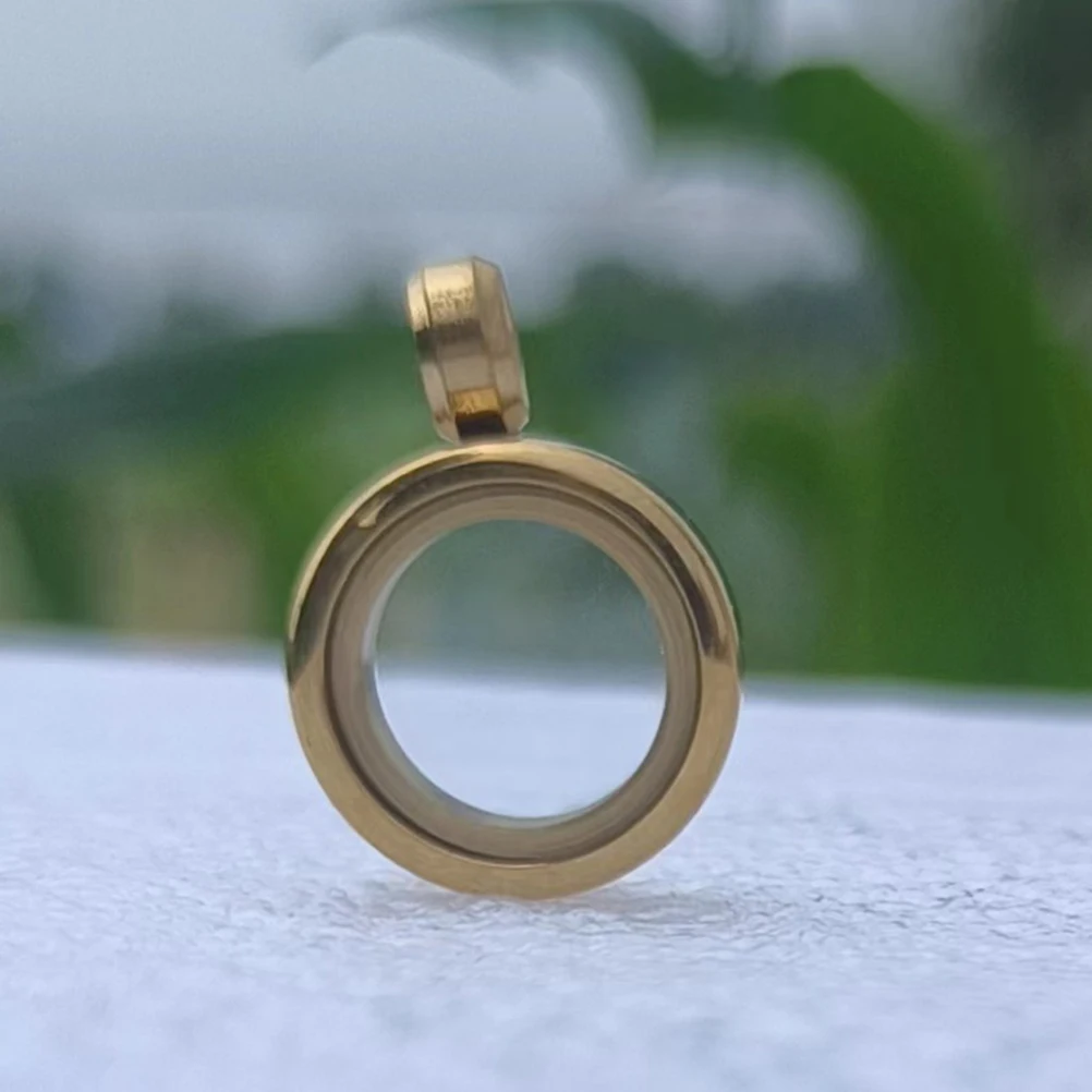 

Stainless Steel Tibetan Locket Pendant Double Sided Photo Charm Small Round Glass Frame Memory Locket Necklace Pendant For Diy