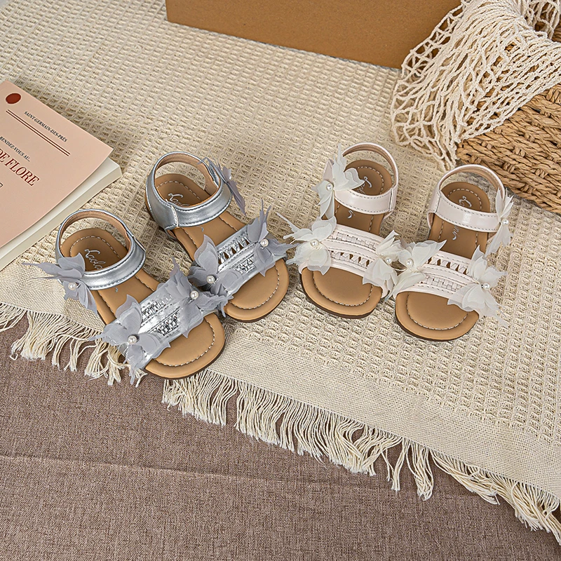 

Kids Princess Sandals Lovely Pearl Breathable Toddler Summer Shoes Fashion Non-slip Sole 2026 New Girls Beach Shoes Sweet Soft