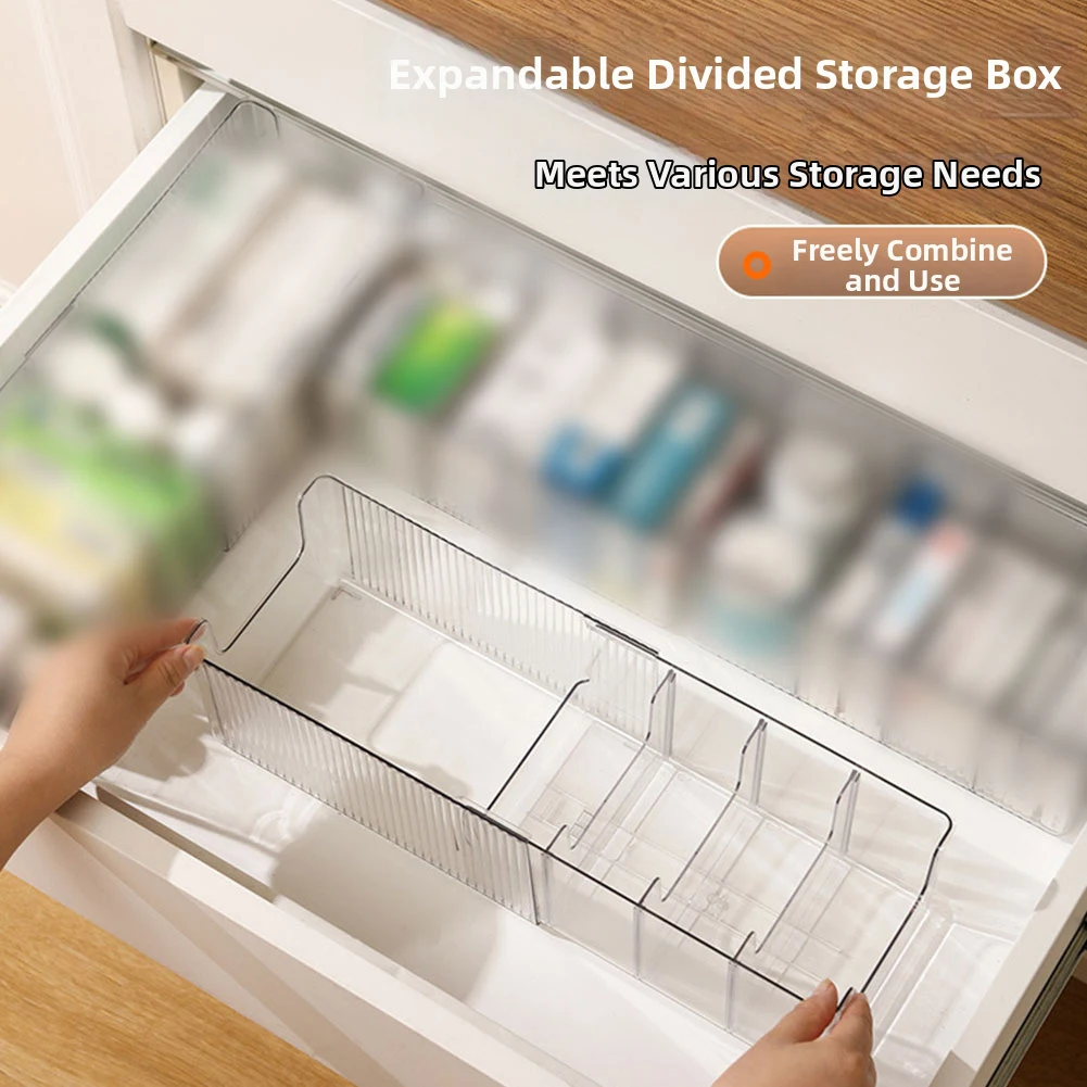 Extendable Acrylic Makeup Organizer With Removable Divider Large Capacity Transparent Storage Box For Face Cosmetics Tools