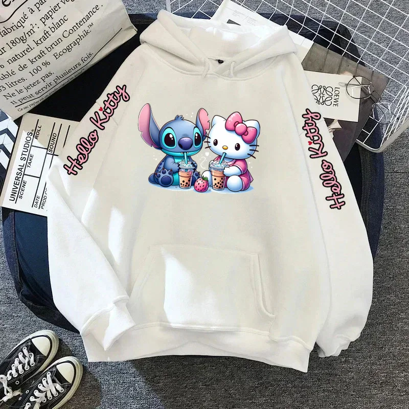 Women\'s Sportswear Sanrio Japan Harajuku Hello Kitty Tops Cute Clothes Pattern Hoodie Winter Long Sleeve Jacket Women Winter