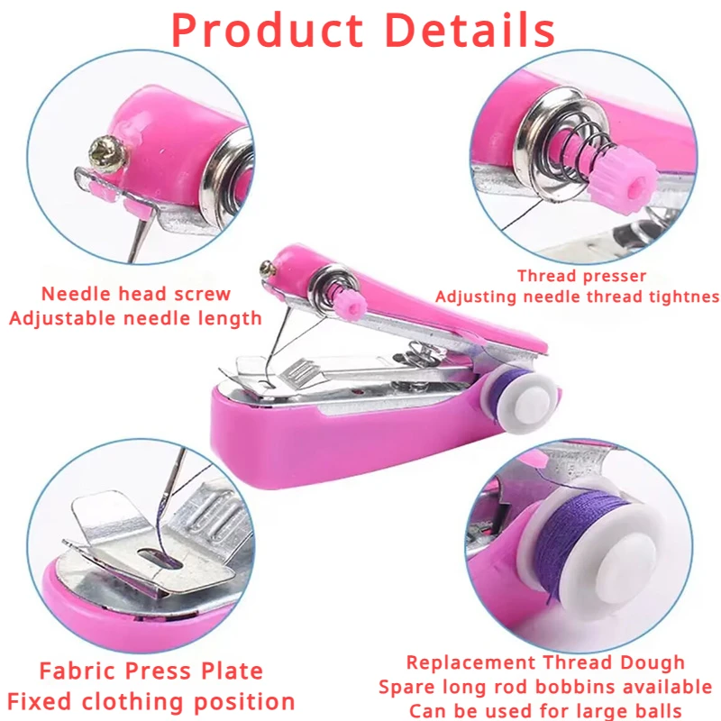Portable Mini Manual Sewing Machine Portable Mini Travel PP Sewing Box Sewing Kits Set Cloth Fabric Handy Needlework Tool GYH image 3