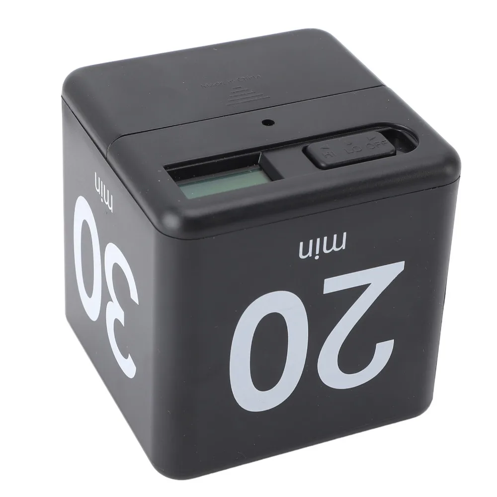 ABS Flip Timer Gravity Sensing Black Red Countdown Timer 15 20 30 60 Minute Preset Digital Display Cube Timer