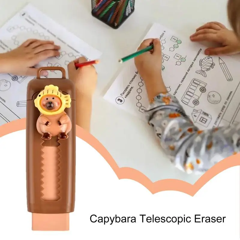 Cute Erasers For Kids Pencil Erasers Drawing Eraser Cute Stationary Rubber Eraser Cartoon Capybara Kids Erasers Push-Pull Cute