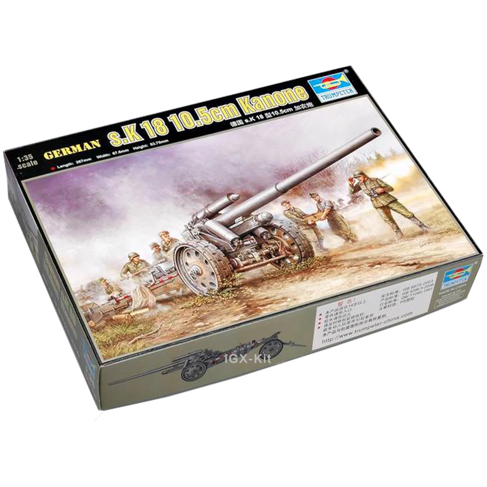 

Trumpeter 02305 1/35 German 10CM s.K K18 Cannon Artillery Military Gift Plastic Assembly Model Toy Building Kit