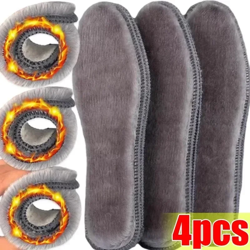 1-4Pair Self Heating Insoles Thermostatic Thermal Insole Faux Rabbit Fur Insole Winter Boots Pad Sole Thermal Insoles Plush Pads