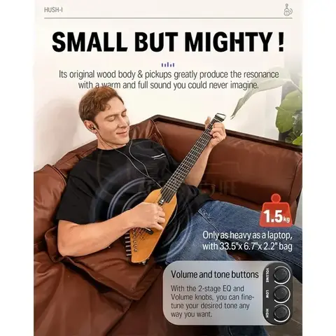 डोनर HUSH-I इंटेलिजेंट साइलेंट गिटार ट्रैवल पोर्टेबल डिटैचेबल फोक हेडलेस वुडन गिटार 8 best sales बास गिटार बॉडी - №7