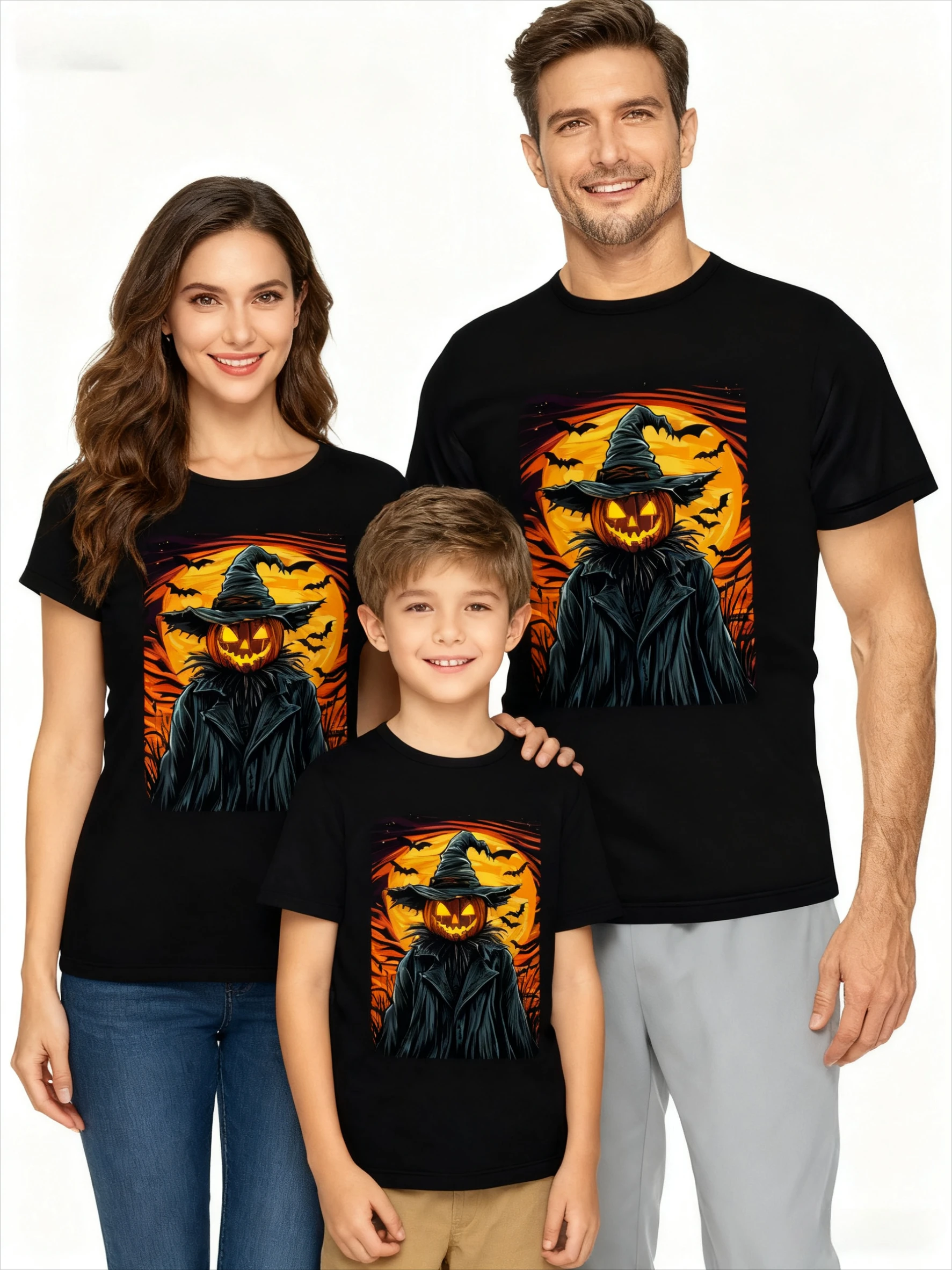 

New All-Holy Festival Gift Printed Pattern Short-sleeved Family of Three Parent-child Children's Festival Clothes