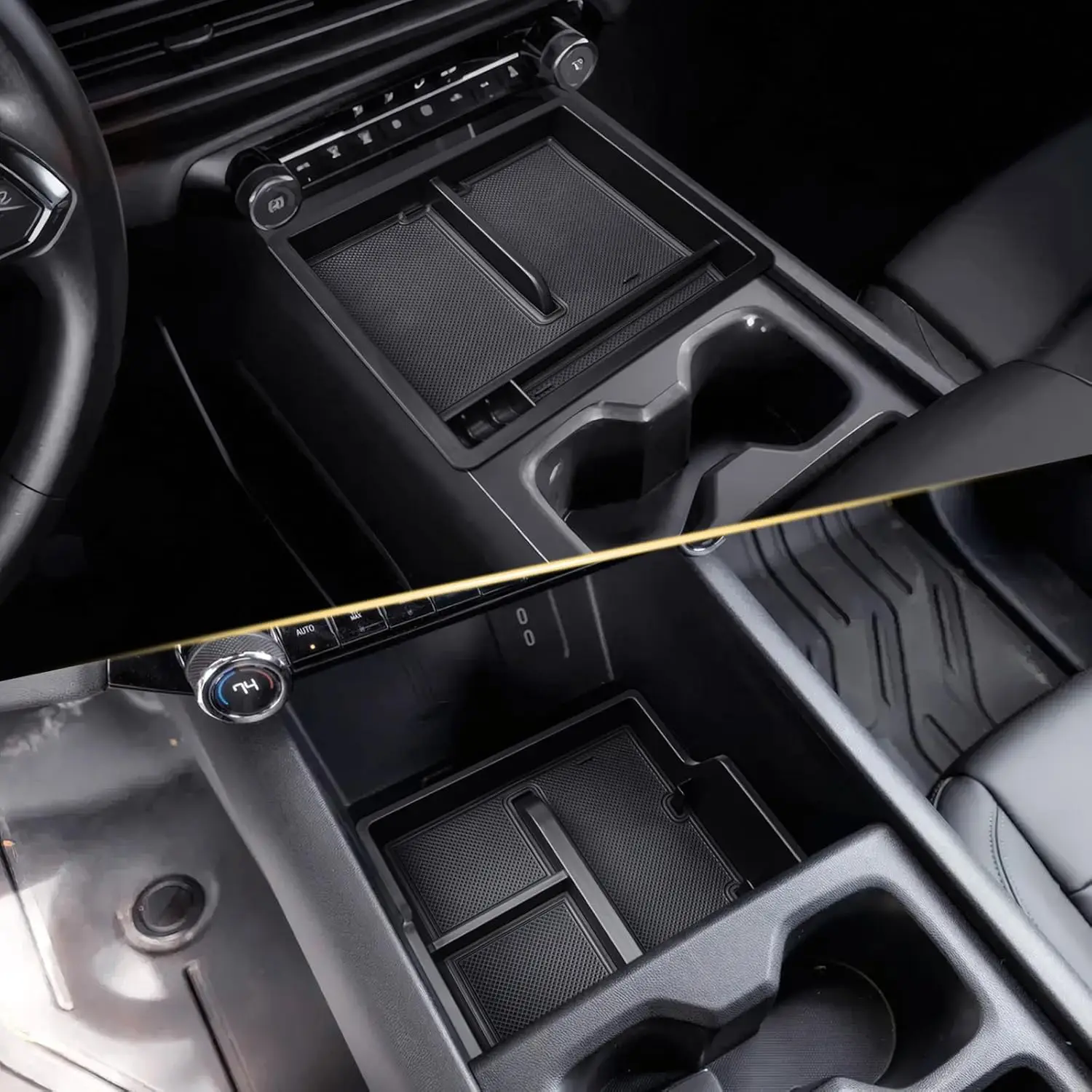 

2PCS Compatible with 2024 2025 Chevy Silverado EV Work Truck (WT) Center Console Organizer Accessories Middle Console Car Box