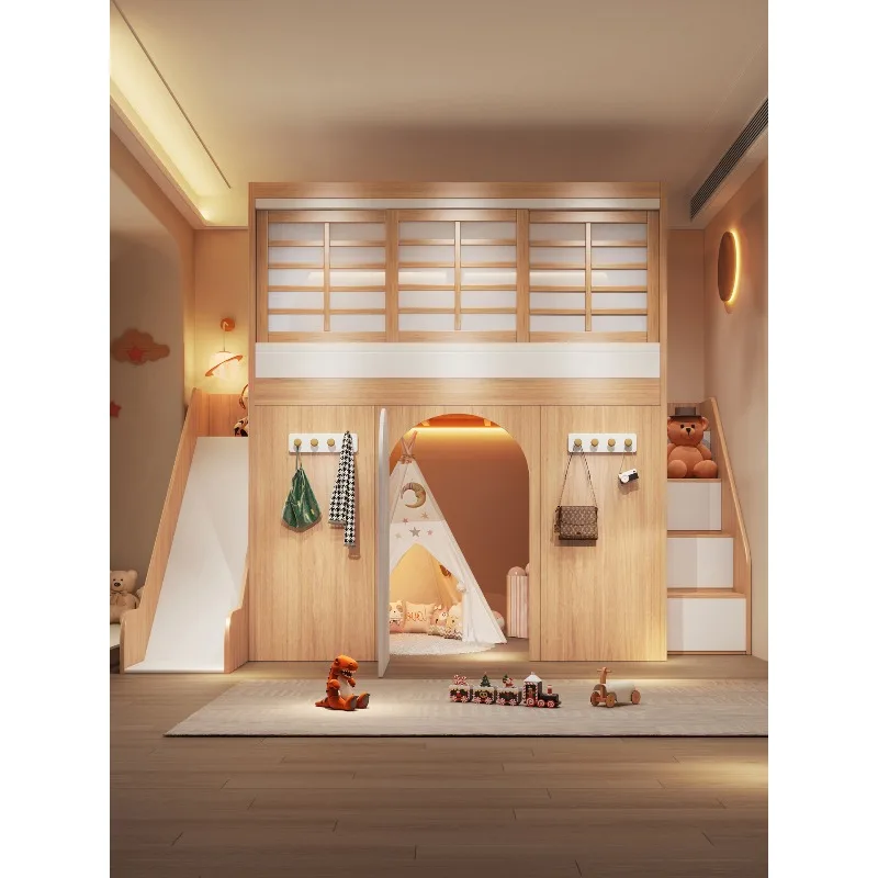 bunk beds, duplex second floor tree house, bed and closet cloakroom bed