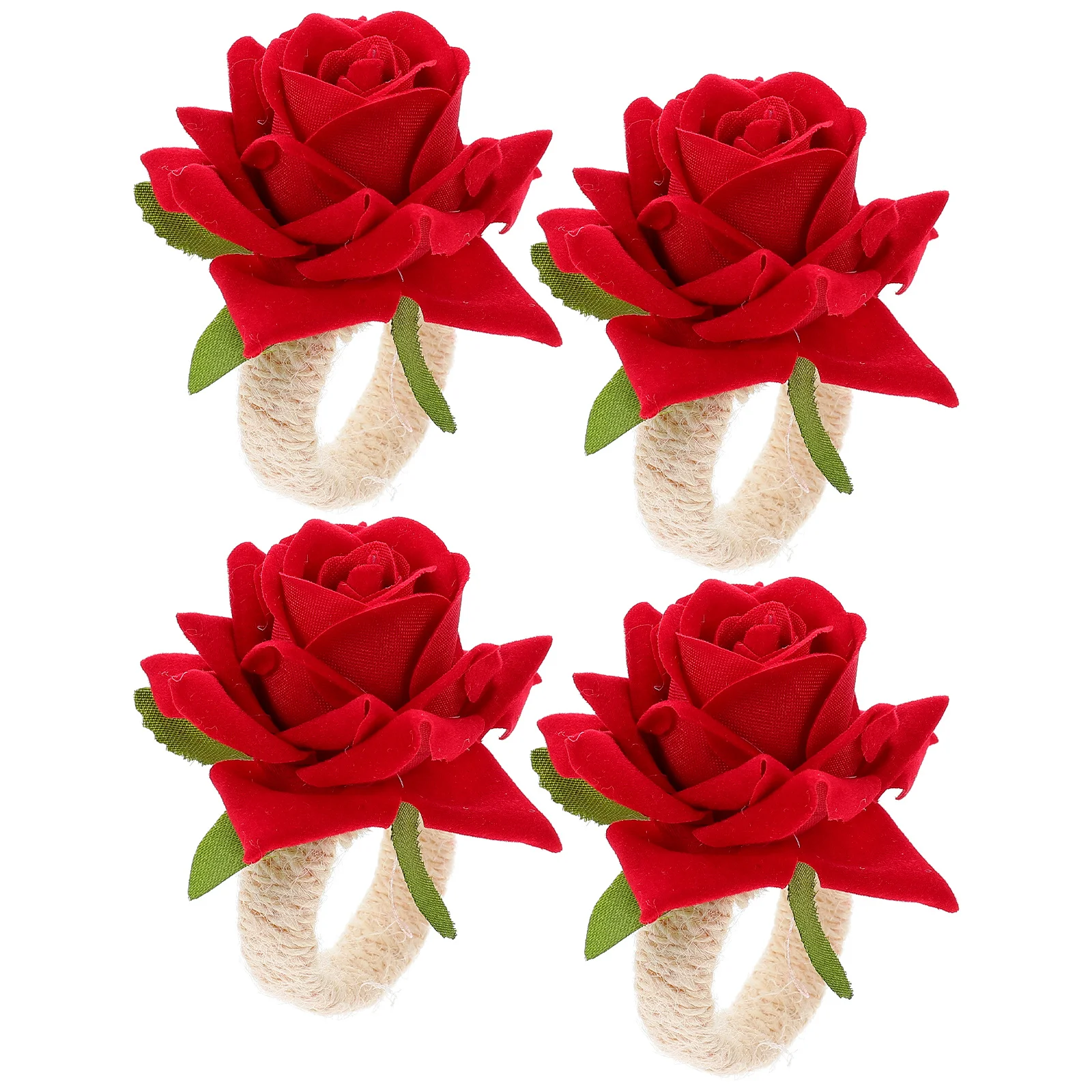 

4Pcs Rose Flower Napkin Rings Decorative Napkin Holder Exquisite Design for Dinner Table Wedding Party Home Supplies