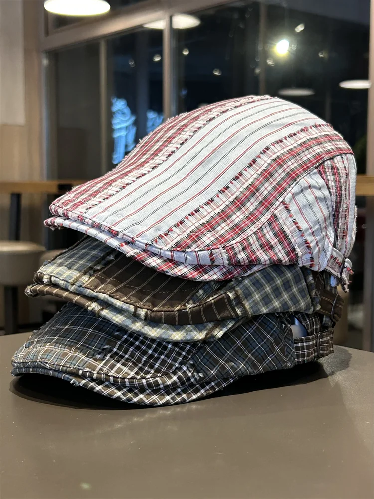 

Retro forward hat men's and women's spring and summer thin versatile face small beret outdoor sunscreen visor