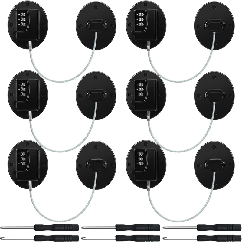 6 Pcs Cabinet Locks With Combination Fridge Lock Combo Child Safety Combination Lock With 6 Screwdrivers