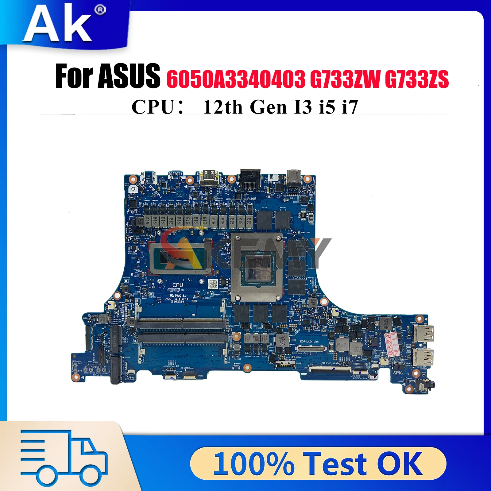 

6050A3340403 Материнская плата для ноутбука ASUS ROG Strix SCAR 17 G733ZS G733ZM G733Z G733ZW Материнская плата с 12-го поколения I3 i5 i7 tests ОК