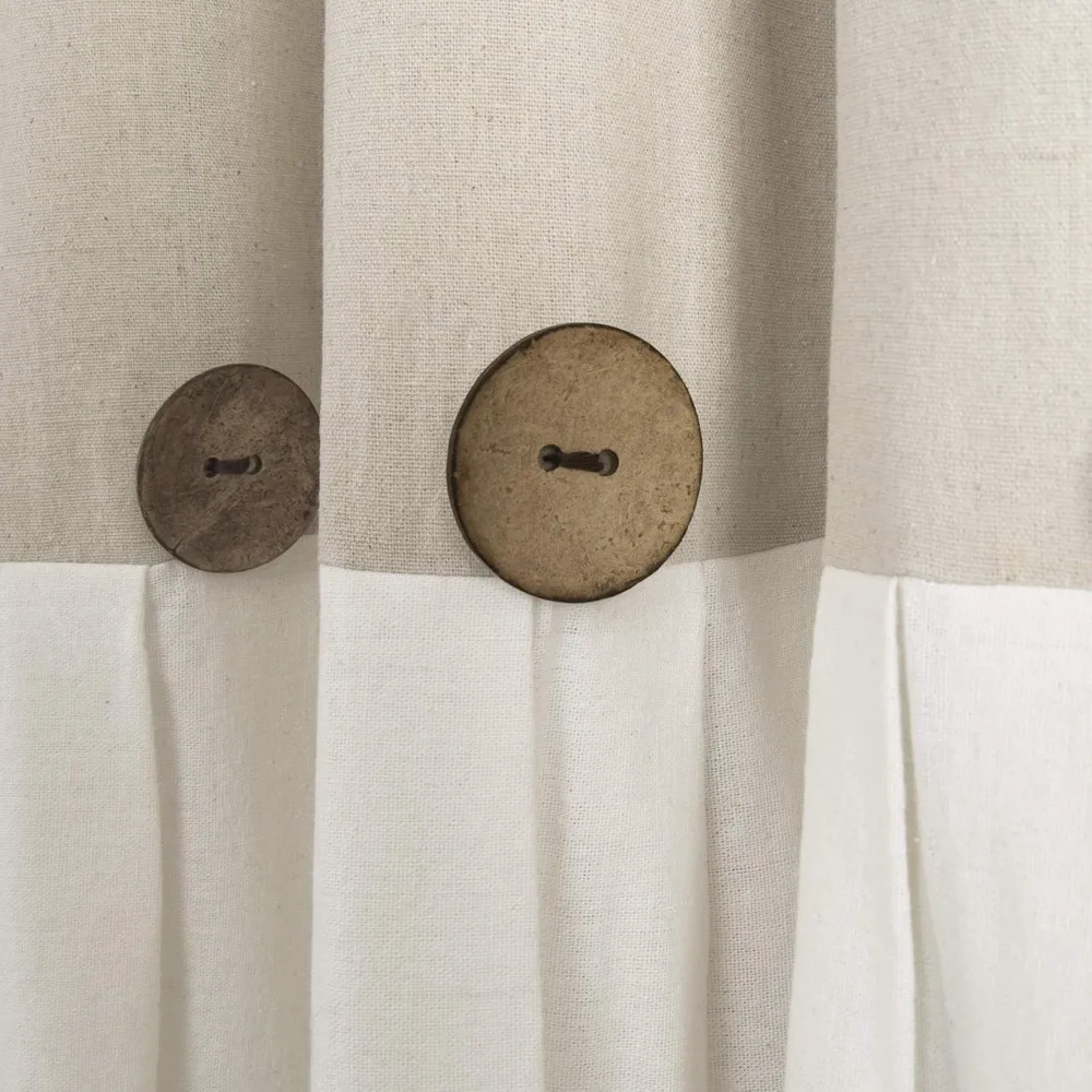 Linen button curtain panels, rustic curtains, rustic décor, color block modern farmhouse curtains for living rooms and bedrooms