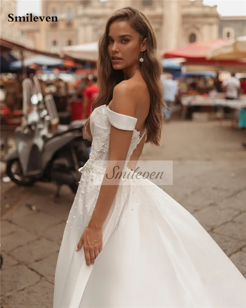 Smileven Dubai Abiti da sposa a sirena Perle Abiti da sposa senza maniche Vestido de novia 2024 Abiti da sposa rimovibili personalizzati