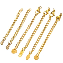 5/10pcs Stainless Steel Gold Extender Chain with Lobster Clasp Connectors For Necklace Bracelet Anklet DIY Jewelry Making Supply