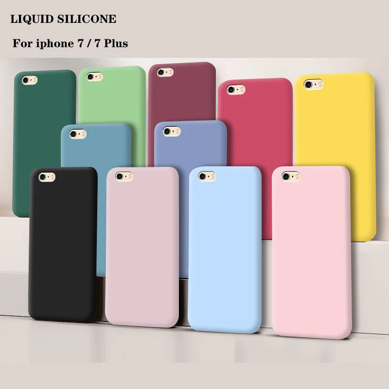 For iphone 7 7Plus Fundas Original Case For iphone7 Shockproof Liquid Silicone Protective Phone Back Cover for iphone 7 Plus