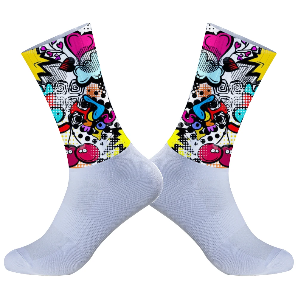 Chaussettes Aero coordonnantes en silicone pour hommes, chaussettes de sport de vélo, chaussettes de course à pied, chaussettes de cyclisme d'été, nouveau, 2024