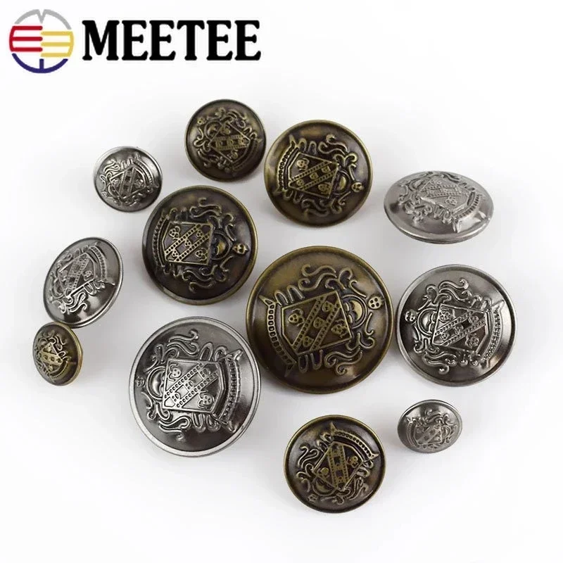 Meetee 10 sztuk 12-30mm metalowe guziki kurtka płaszcz Retro miedź Shank przycisk DIY klamra do dekoracji odzieży akcesoria do szycia