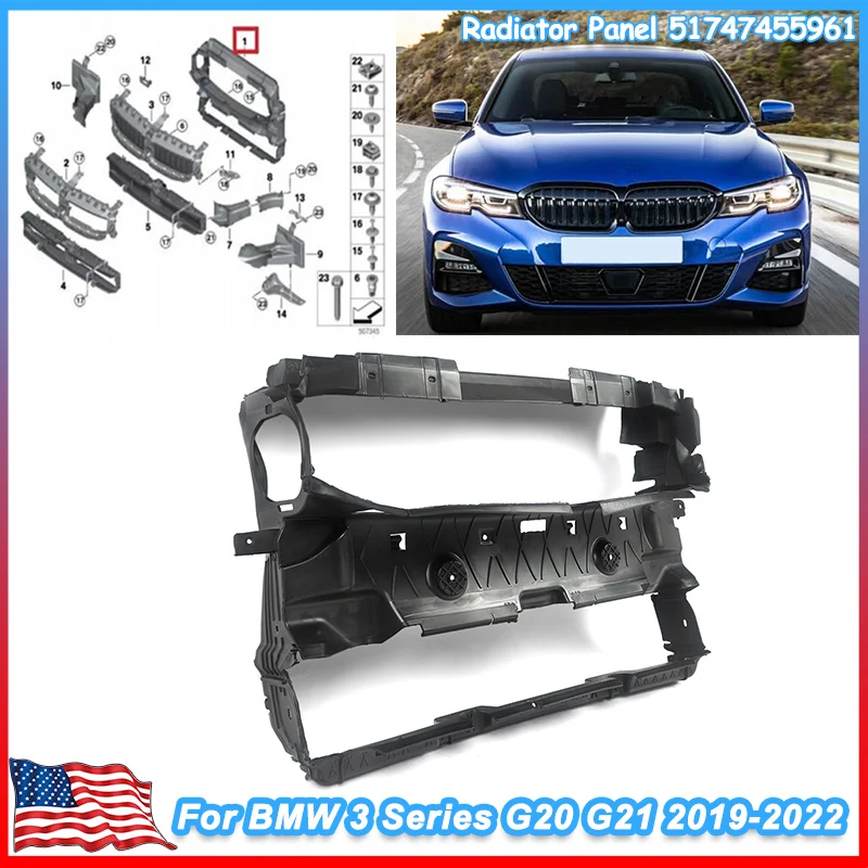 

Для 19-22 BMW 3 серии G20 седан G21 Touring 330i передний верхний воздуховод, затвор радиатора, накладка на панель, замена для 51747455961