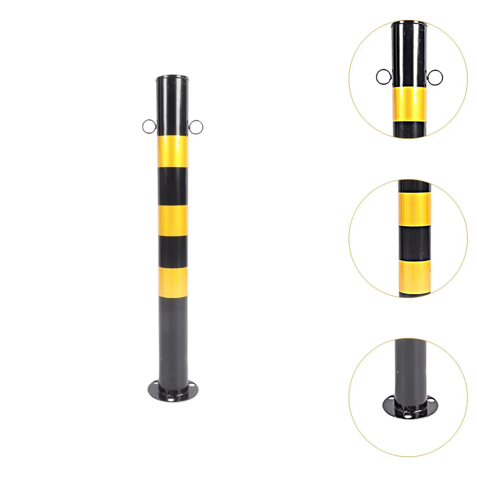 Safe Bollard Post 75cm Parking Barrier Steel Black Yellow Traffic Guide Post for Road Intersection Sidewalk Hotel