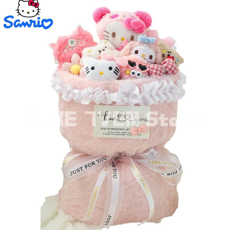 2024 nuovo Anime Sanrio Kawaii Hello Kitty My Melody Cartoon peluche bambola Bouquet natale fidanzata regalo di compleanno romantico