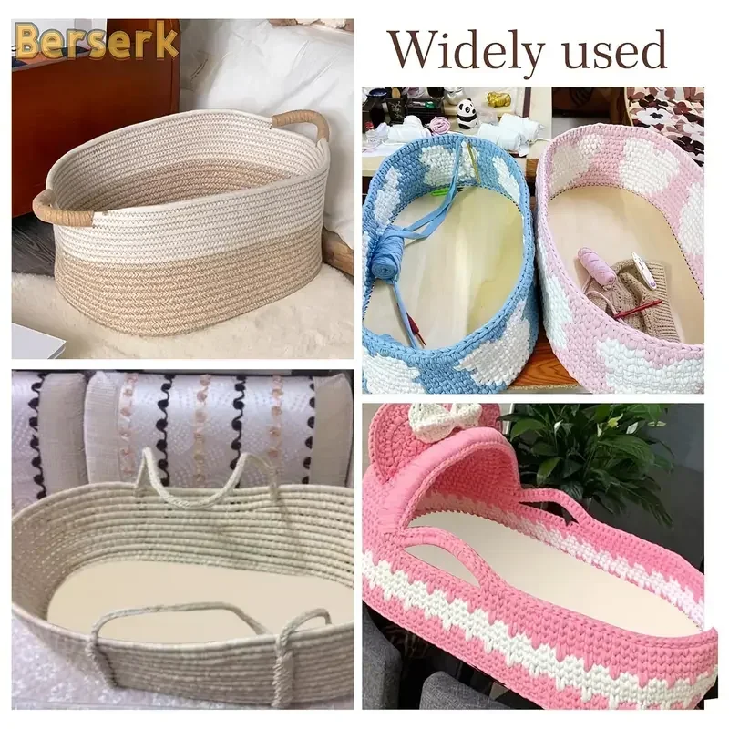 2026 new extra 58*30cm large crafting basket oval wooden base - heavy-duty knitting crochet weaving basket sturdy oval footprint