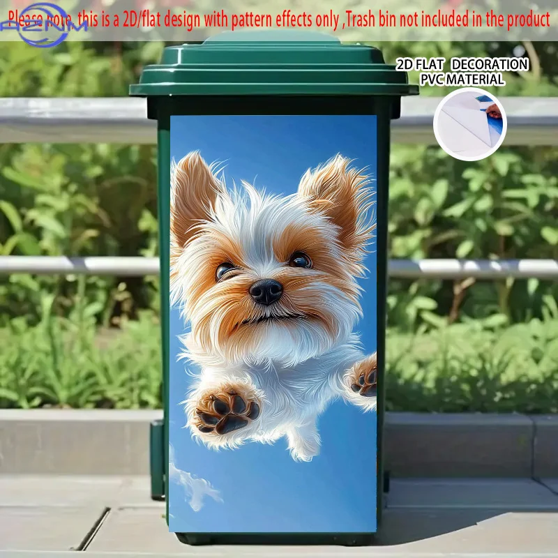 1pc Cute Yorkshire Terrier Puppy Leaping Against Blue Sky Self-Adhesive Decorative Sticker - Durable PVC .01x5.79 cm Art Deco