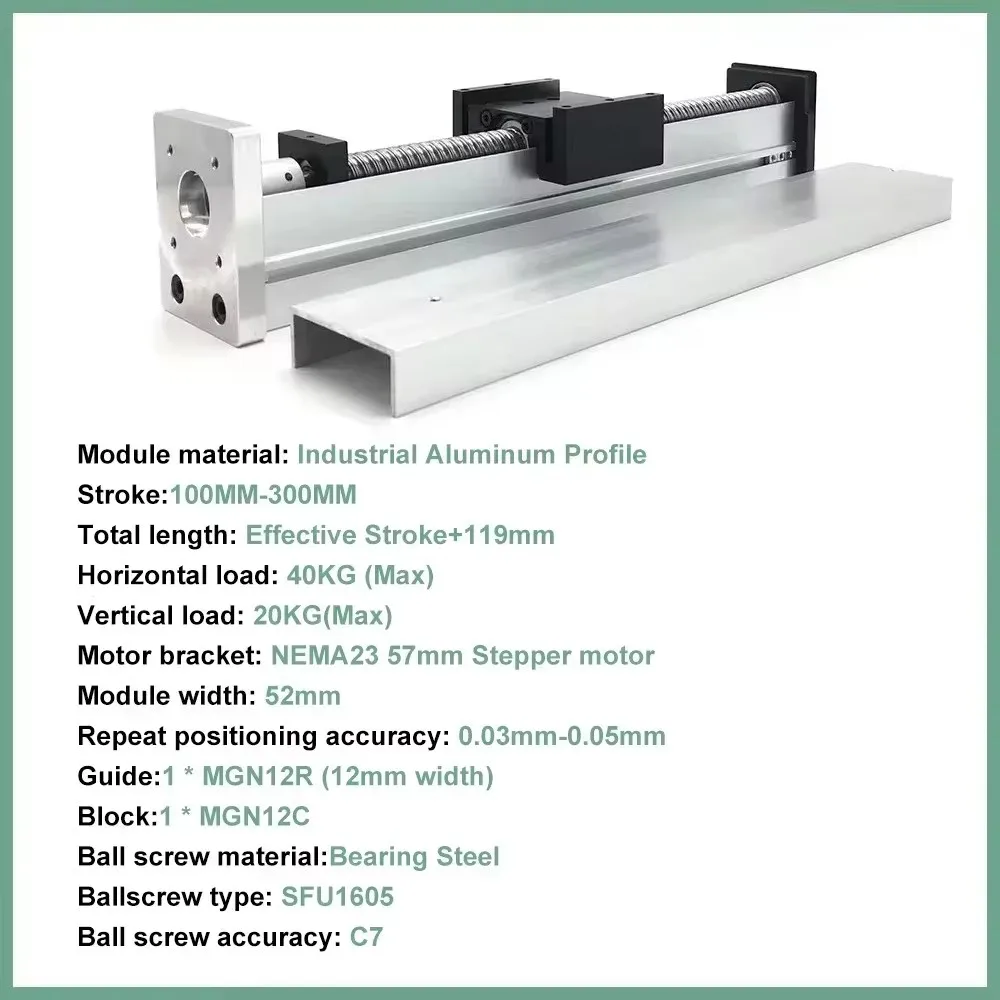 XYZ Axis Fully Enclosed Linear Rail Guide Stage Dust Cover Slide Table Linear Actuator  Ball screw Module Single axis robot