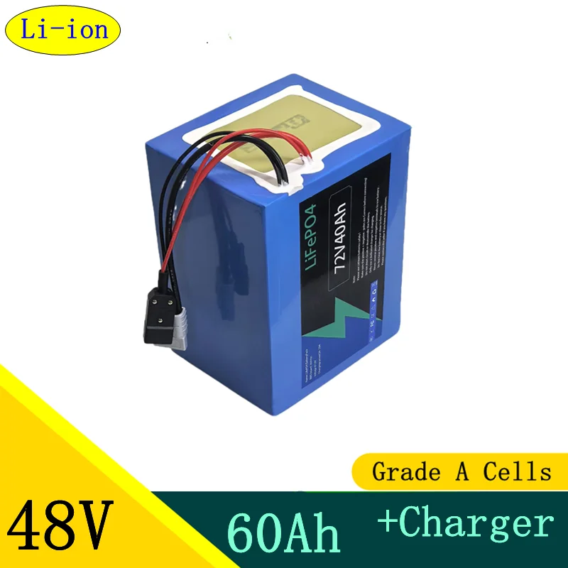 

48V 60AH lithium ion battery BMS li ion battery for 3000w AGV scooter bike Tricycle inverter golf cart boat + 10A Charge