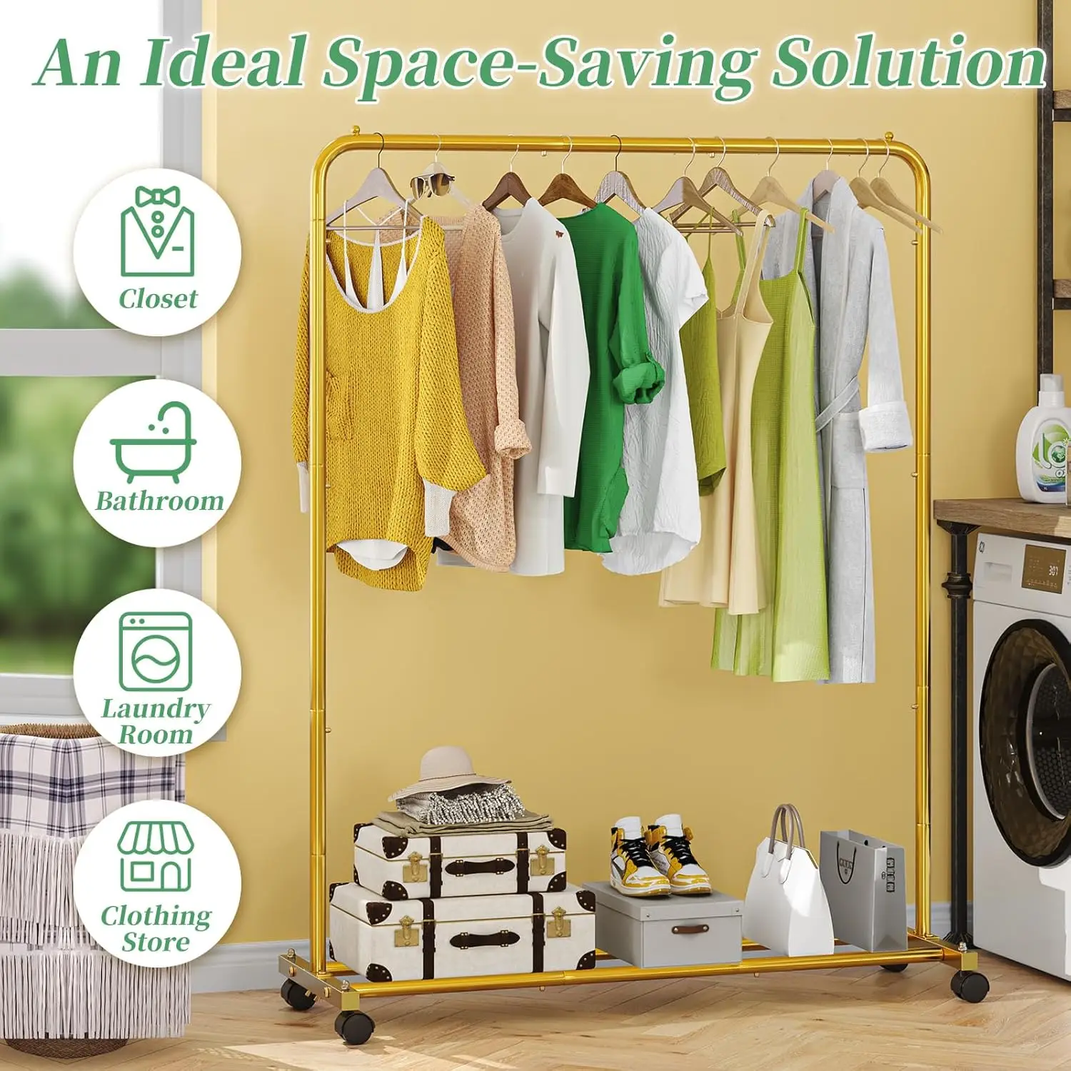 Standard Clothes Clothing Garment Rack with Storage Shelves