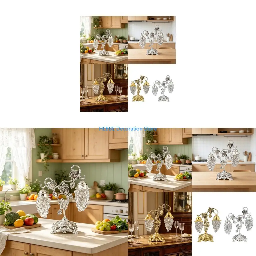 B0KC Decorative Sugar Container Craft Of Sturdy Metal And Clear Glass For Home Use