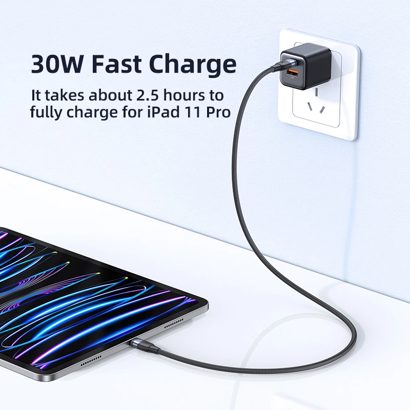 USAMS Dual USB Fast Charger 30W Type C PD Quick Charge 3.0 Phone Charger for iPhone 15 14 13 12 11 Pro Max Xiaomi Samsung Tablet