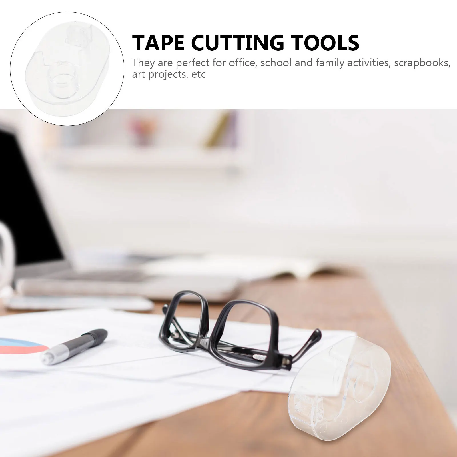 

5Pcs Tape Dispensers Practical Plastic Transparent Tape Cutters for Office School Art Projects Portable