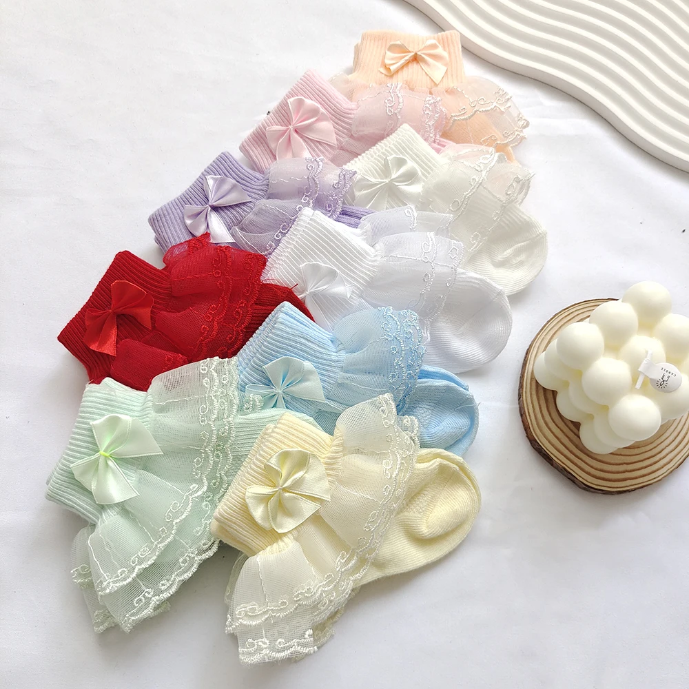 

New Children's Socks Cotton Princess Girls Frilly Sock Wedding Party Soft Infant Baby Socken Ruffle Socks For Kids High Quality