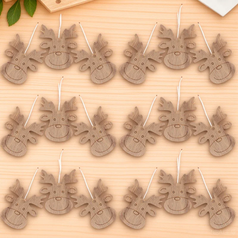 

20pcs Holiday Decoration Hanging Ornaments Graffiti Wood Chips Diy Christmas Tree Pendant Unfinished Wooden Cutouts Educational