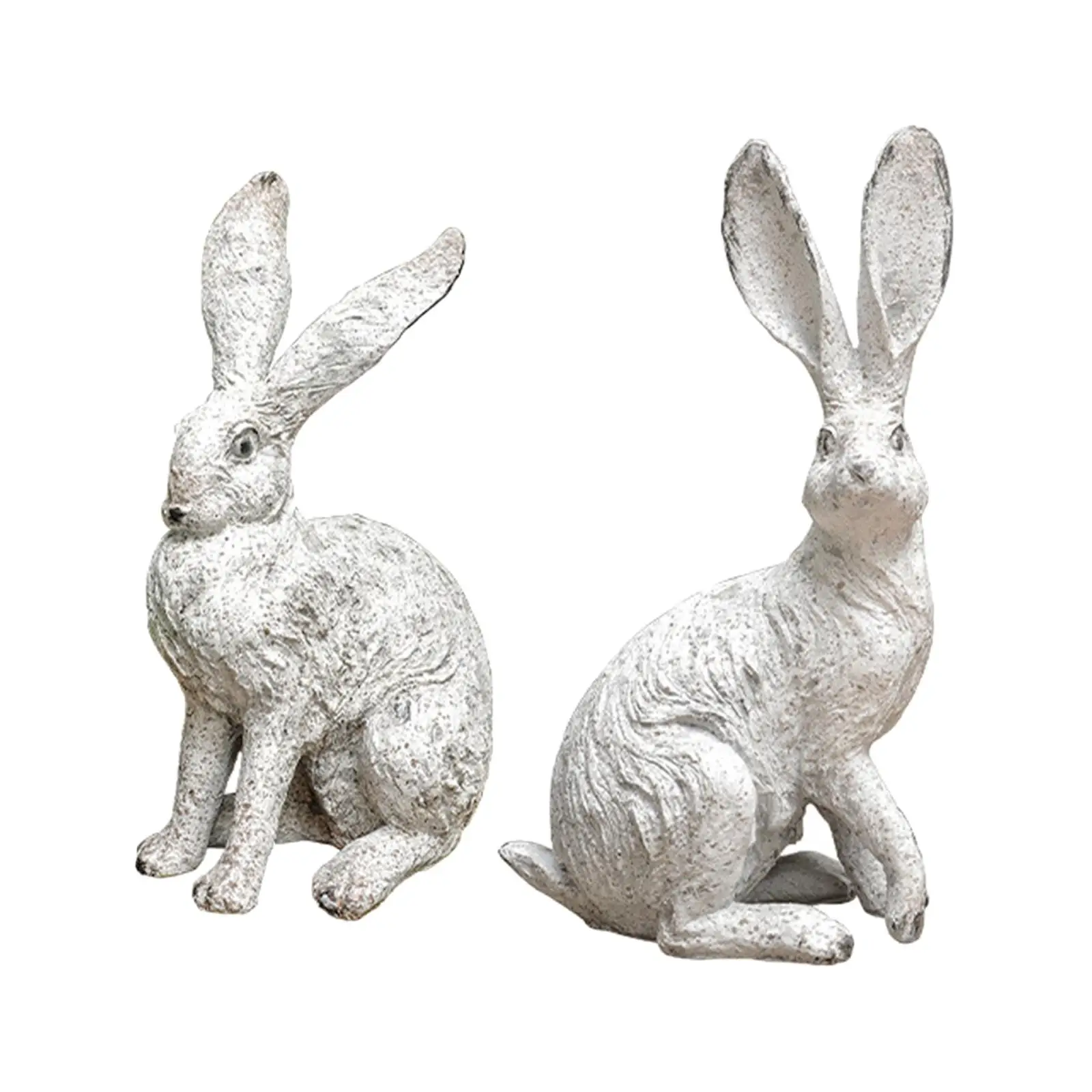 2Pcs Garden Statues Rabbit Statues Home Decor Rabbit Sculptures Resin Statues for Bedroom Indoors Courtyard Bookshelf Office