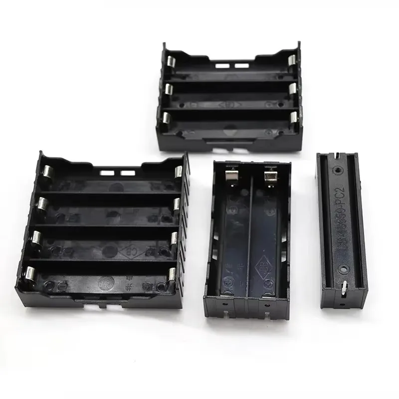 18650 Battery Case Holder DIY Battery Storage Box Parallel Black Plastic Batteries Case with Pin 1/2/3/4 Slots Protable Holder