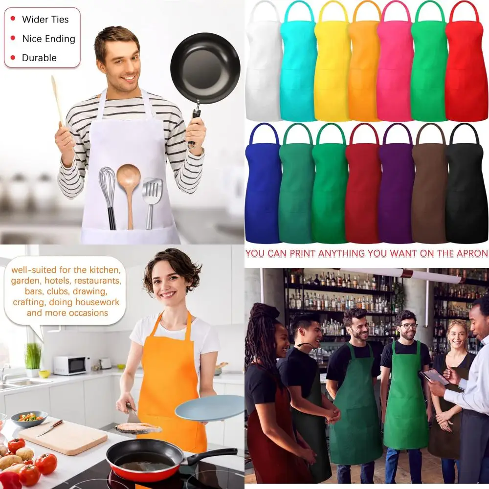 

14-Piece Assorted Adult Aprons with Pockets for Kitchen, Restaurant, and Crafting