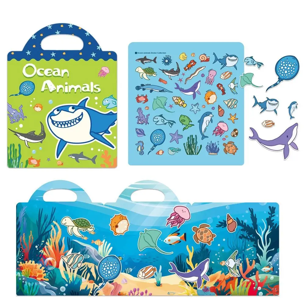 Educational Jelly Sticker Books Waterproof Washable Scene Quiet Stickers Matching Game with Diverse Kids Quiet Book for DIY