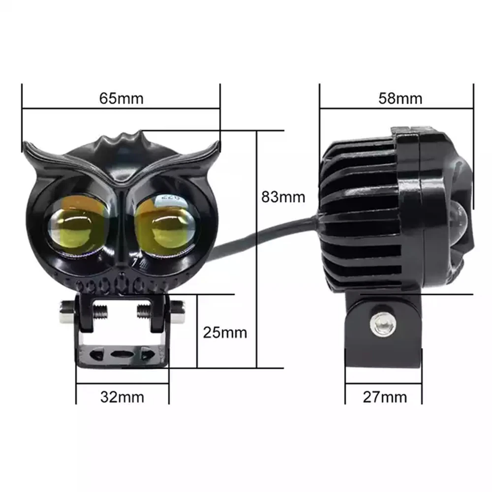 1 pcs Dual Color Motorcycle Refit Fog LED Light DC 9-80V Owl Auxiliary Spotlight for eBike Car ATV Buggy Car Lamp