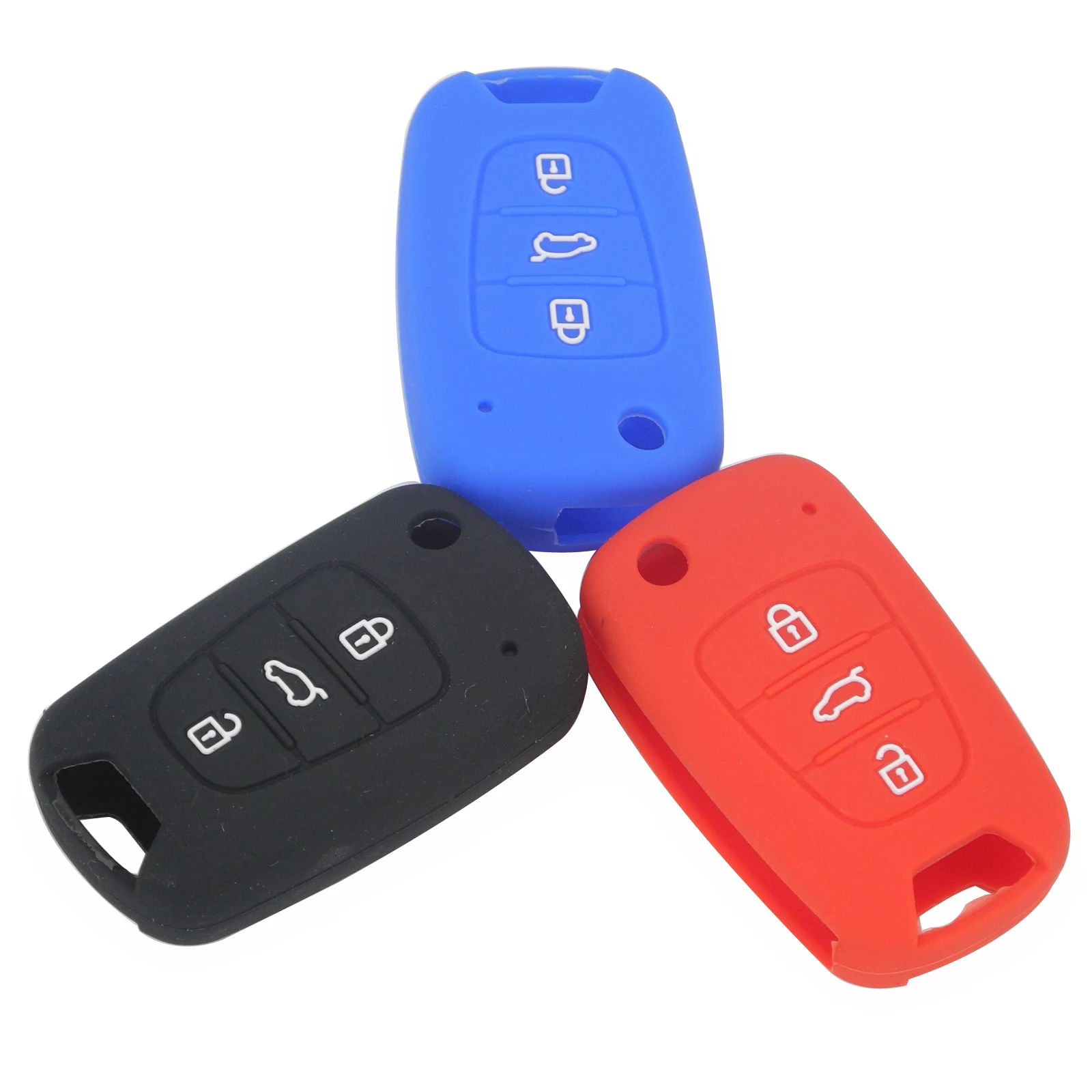 jingyuqin 3BTN Silicone Remote Key Case For Hyundai I20 I30 I35 IX20 IX35 Accent For Kia Sportedge 3 Rio Ceed Soul Cerato 2