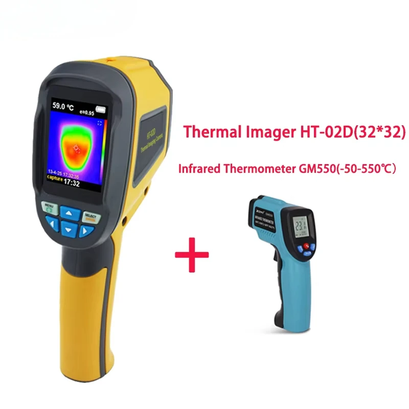 HTI Thermal Camera Infrared Thermal Imager 2.4 Inch Full Viewing Angle High-Resolution Color Screen Thermal Imager HT-02D