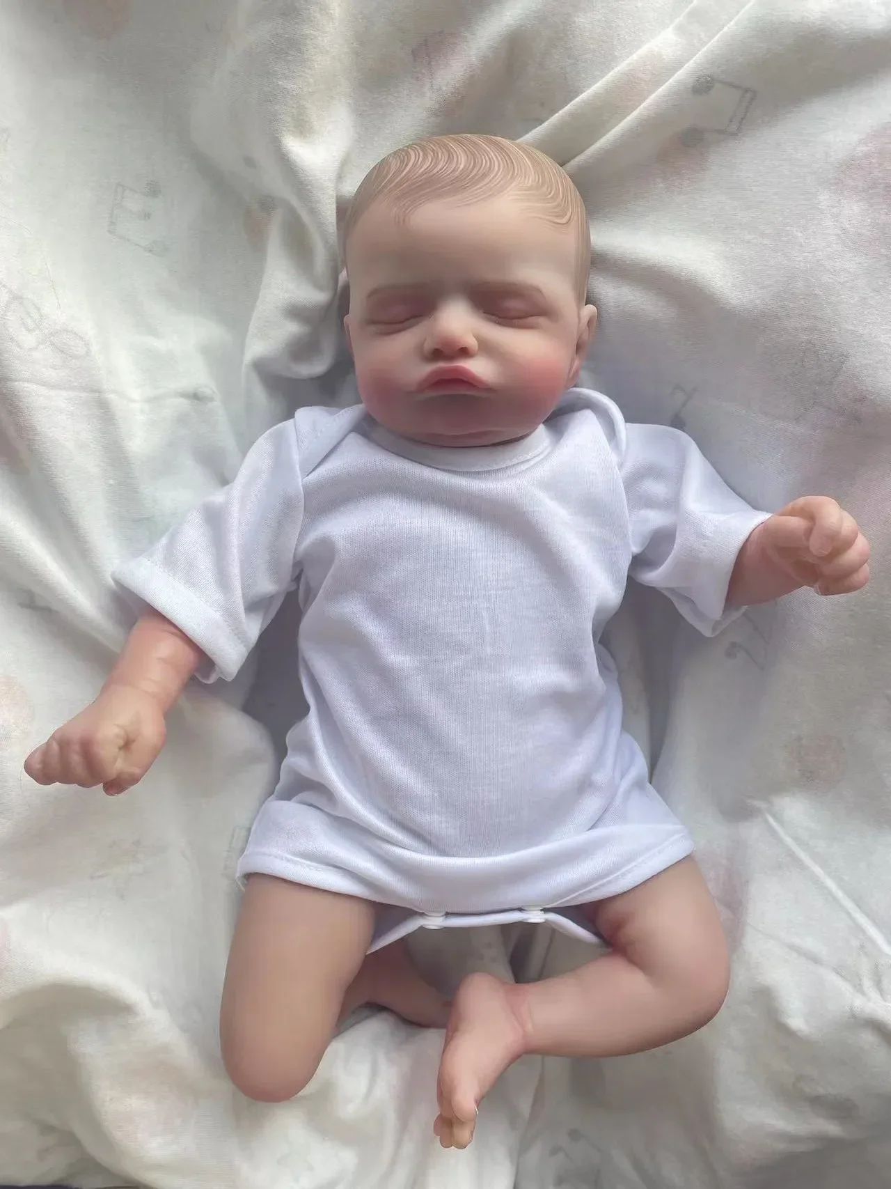 Rosalie Baby 18 ''cuerpo de tela suave muñeca Reborn realista muñeca de pintura de múltiples capas piel 3D con venas visibles pintura a mano cabello
