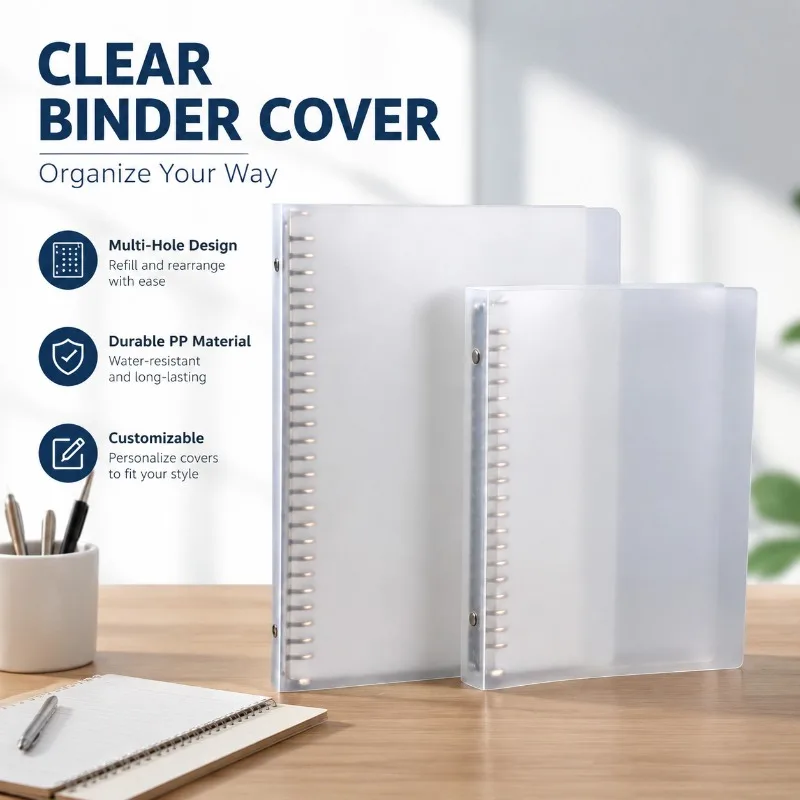 Transparent PP Binder Cover Multi-hole Detachable Inner Page Shell Minimalist Office Document Organizer Removable Sheet Holder