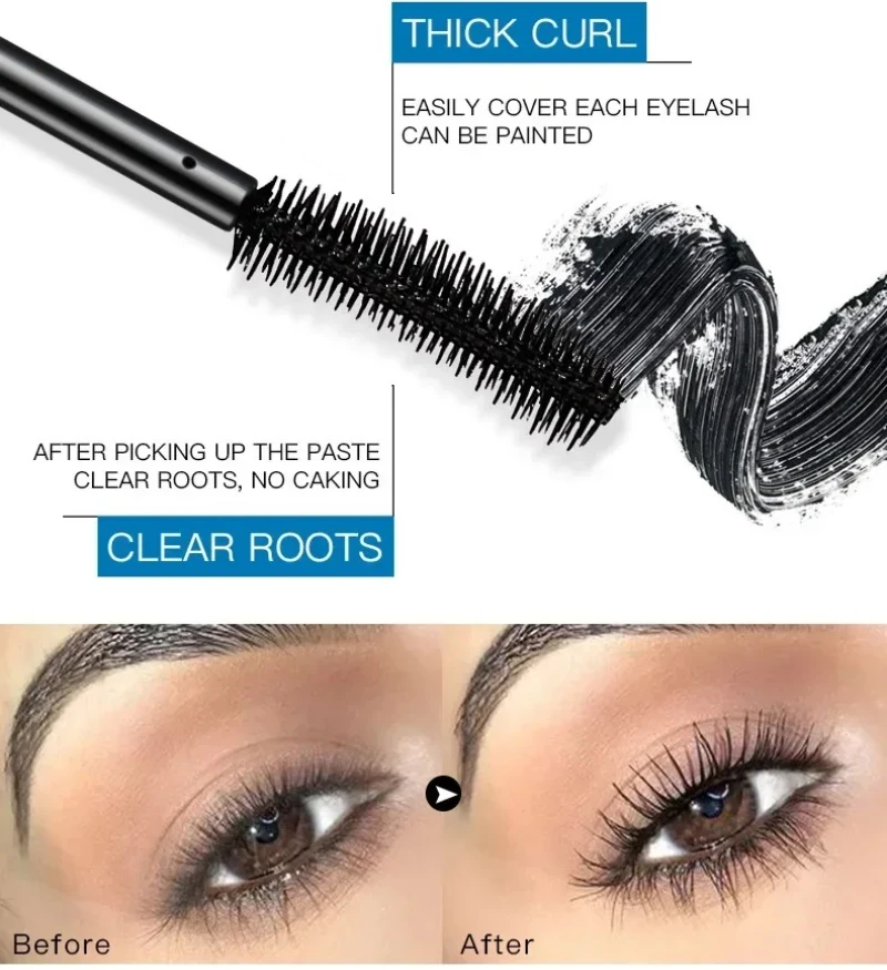 Spedizione gratuita 36H Mascara Impermeabile Sweatproof Non-Smudge 4D Mascara Allungamento Volumizzante e Curling Mascara Ciglia spesse