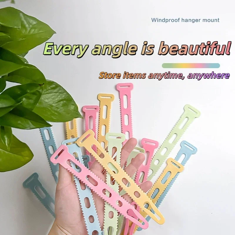 6/12pcs Clothes hanger windproof buckle clothes rod adjustable buckle data line finishing belt clothes hanger fixer hook buckle