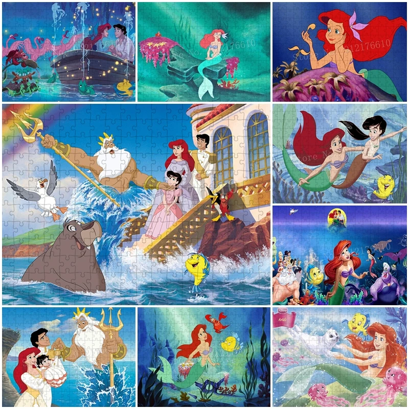 

Disney 1000 Pieces Paper Puzzles for Adult The Little Mermaid Jigsaw Puzzle Funny Game Toys Decompression DIY Gifts Crafts Decor