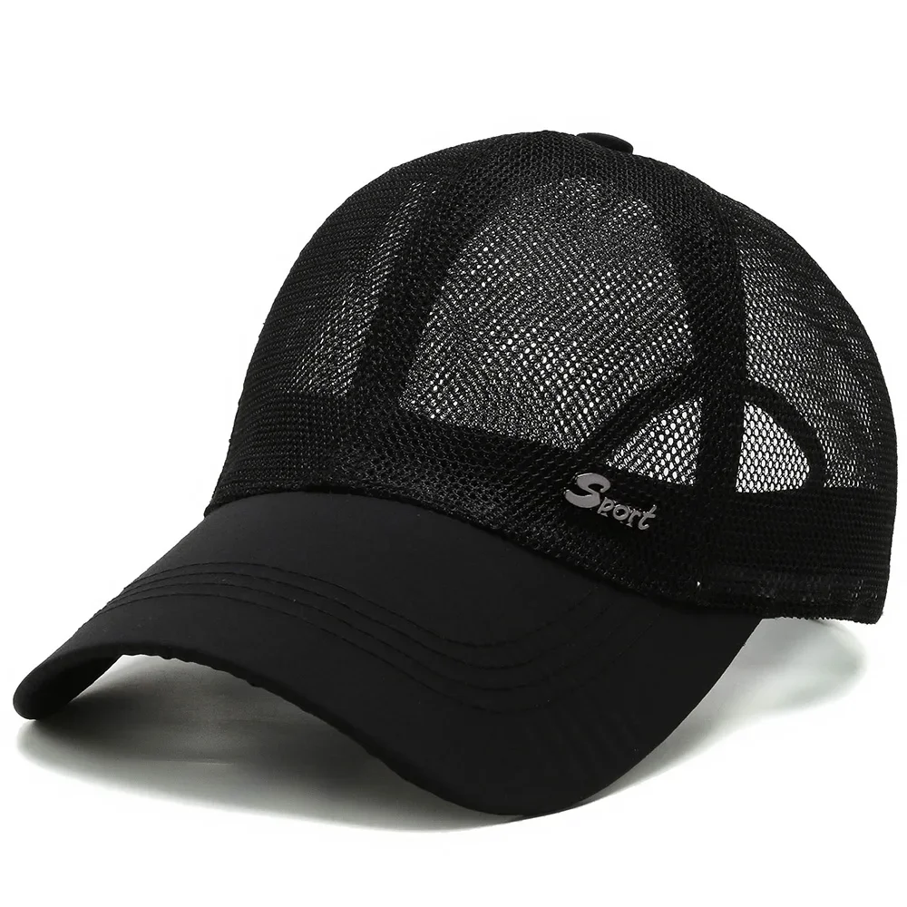 New Breathable Mesh Baseball Cap Men Outdoor Summer Sun Shade Hat Curved Bill Casquette Homme Adjustable Trucker Caps for Women