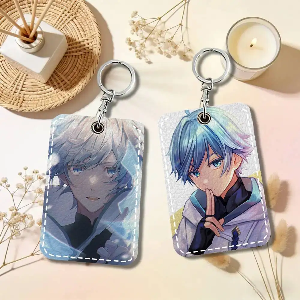 Genshin Impact Chongyun Card Case Keychain Access Card Bag Key Tag Ring Leather Card Holder Key Ring Access